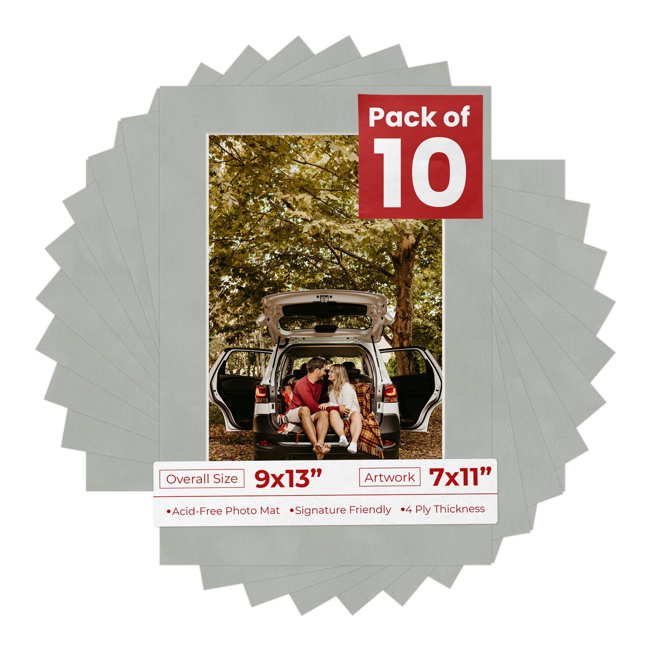 Light Grey Suede Mat Board for 9x13 Frames - Fits 7x11 Photos